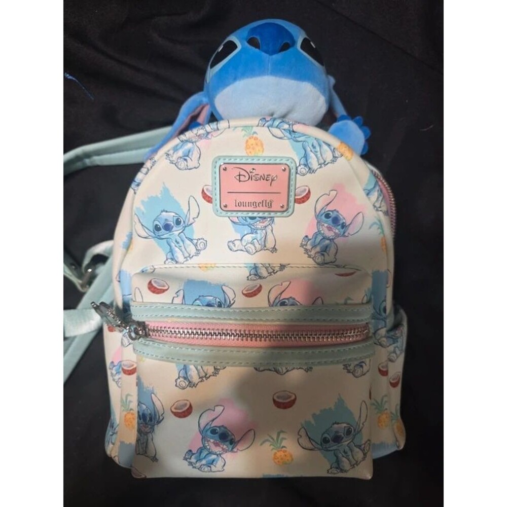 Loungefly Disney Lilo and stitch mini backpack purse bag tote & stuffed animal p